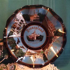 Vintage NOS 1960s Collectible Disneyland Sleeping Beauty’s Castle Glass Art Dish